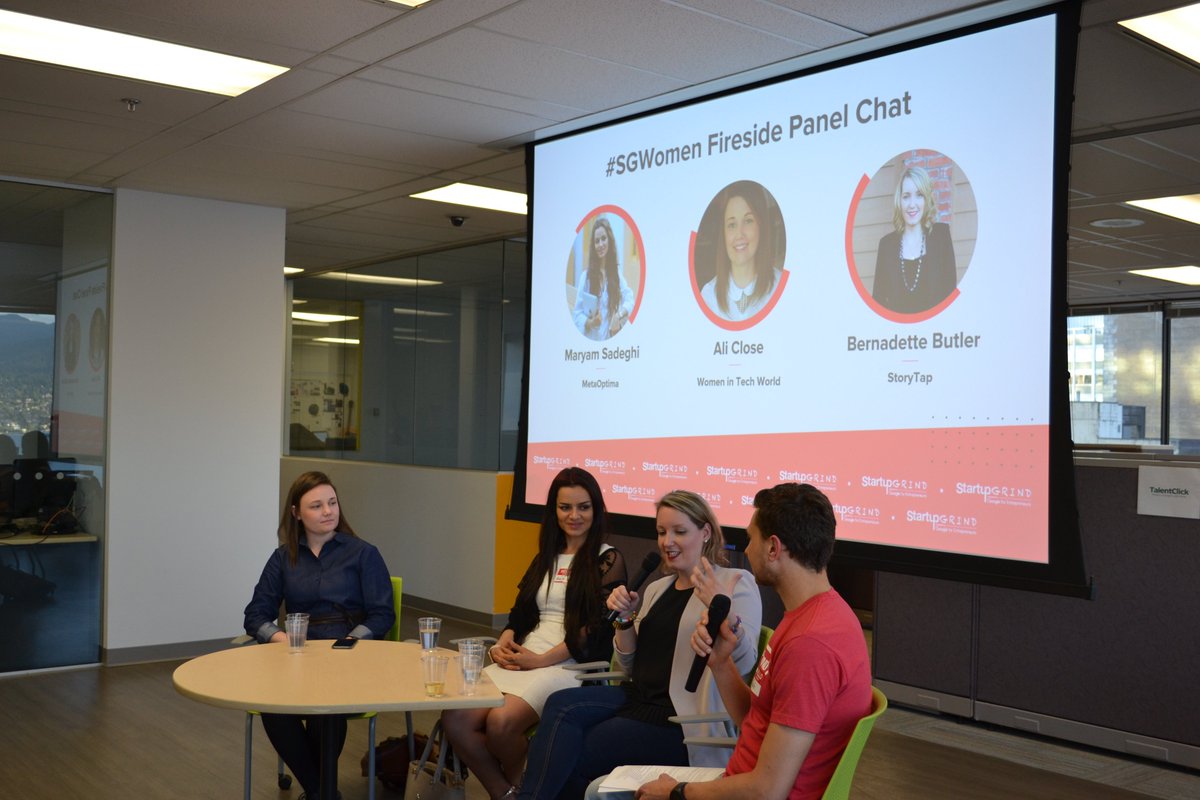 StartupGrindVan's tweet photo. Great to see so many female entrepreneurs at our #SGWomen Leaders event!

Thank you so much to @Maryam_Sadeghi (@MetaOptima) @Alicia_Close (@WiTWorld_ ) &amp; Bernadette Butler (@storytapvideo) for being wonderful panelists! 
Big shout out to @VentureLabs_ca &amp; @BCjobs for the support https://t.co/EneVsCgI2Y