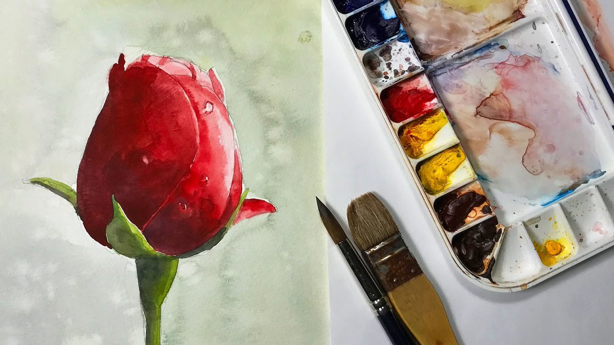 hildurko's tweet photo. How to Paint a Red Rose bud Watercolor flower painting #beginnerwatercolor #beginnerwatercolortutorial #easywatercolortutorial #flowerpainting #howtopaint #HowtoPaintaRedRose #HowtoPaintaRedRosebudWatercolorflowerpainting #RedRosebud #Watercolor #Watercol https://t.co/Qwhx4TfyB9 https://t.co/hYuW3Fpxjh