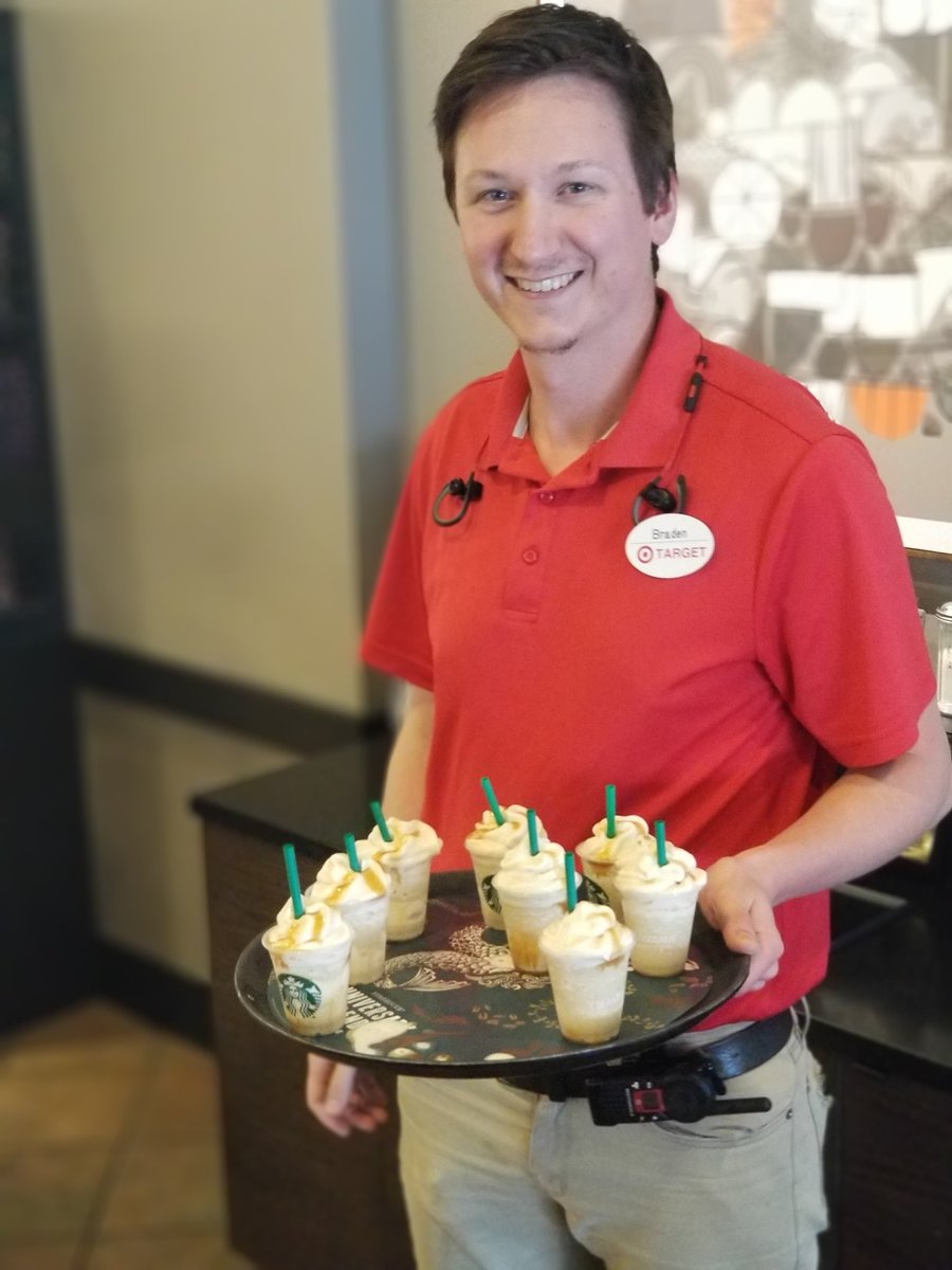 Our team is pumped to sample Starbucks Frappuccinos to our guests after every break they take!  It's our new initiative to help boost Frappuccino sales! #1945domination #1945foodempire #d129domination @Nicholas_Sippel <a href="/marcinkrawat/">Marcin Krawczyk</a> <a href="/AmberHafron/">Amber hafron</a> @audiemery