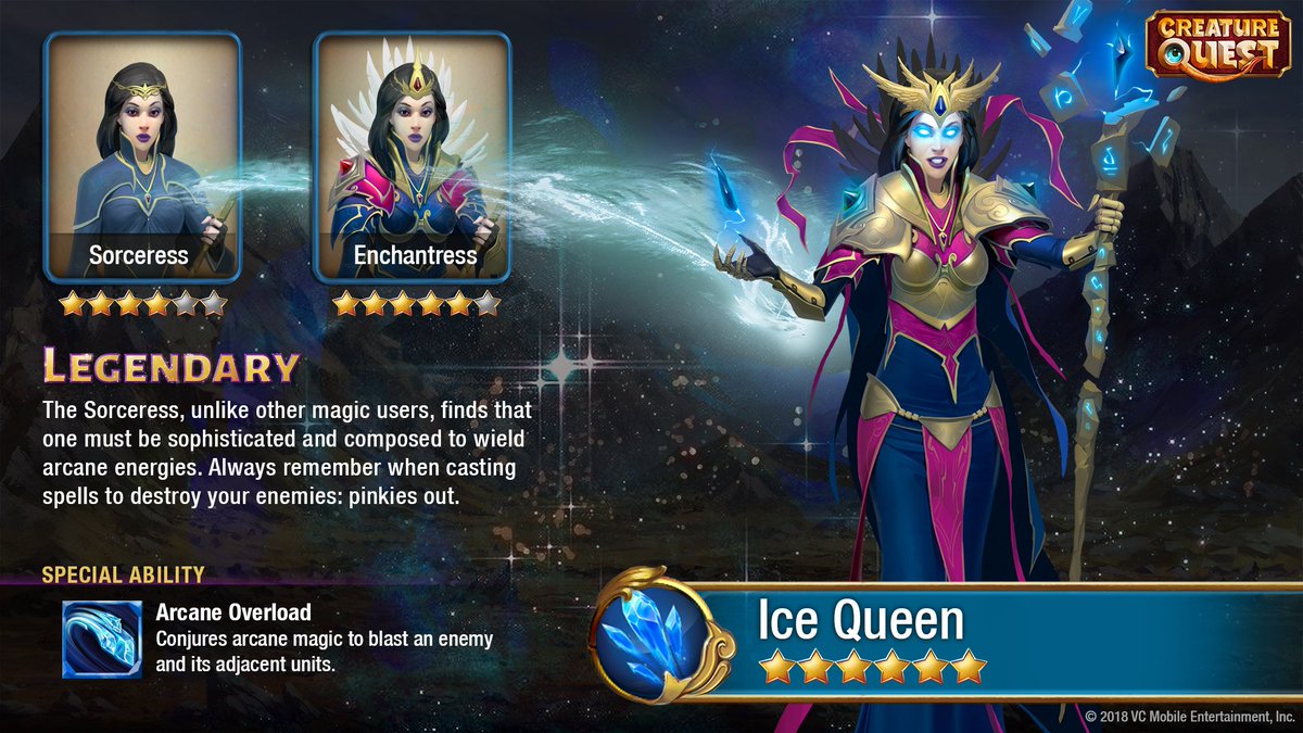 Sorceresses are masters of control magic. Utilize her well, and enemies won't know what hit them! Summon her during our current special Diamond Summon Event Mother Lovin'! #CreatureQuest #CreatureFeature