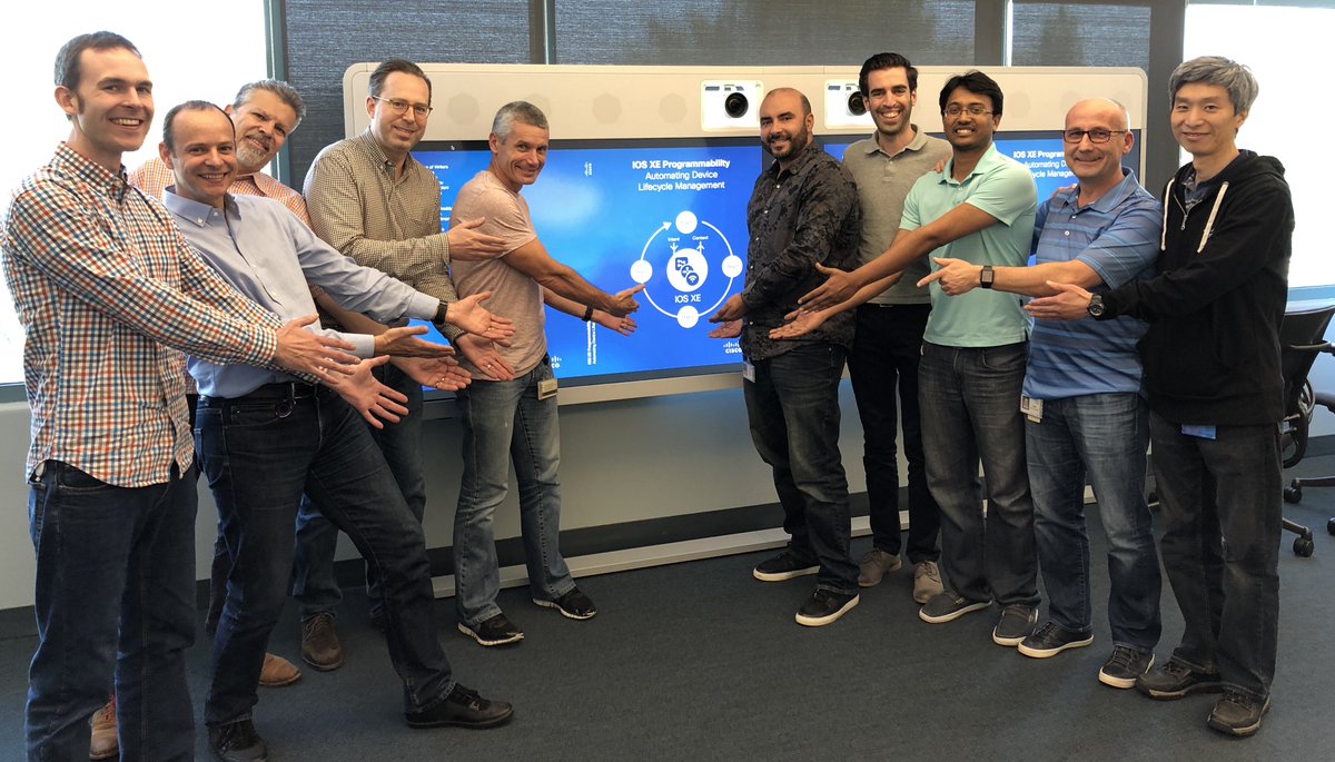 booksprint's tweet image. Proud authors at the (almost) end of the #Cisco IOS XE #programmability #booksprint