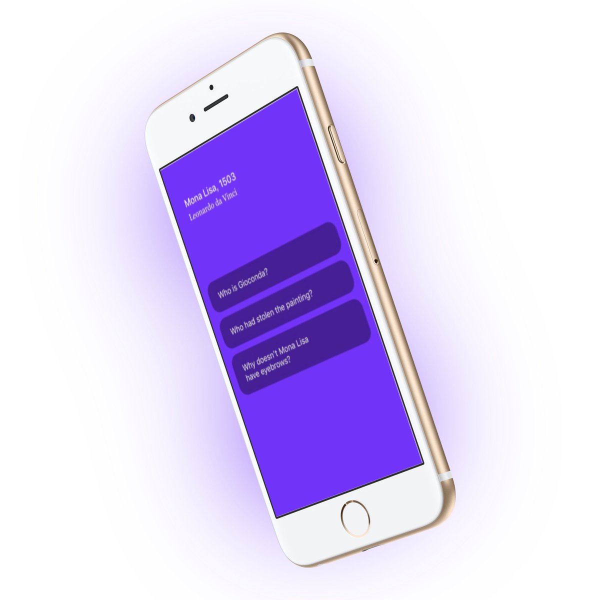 MasterpieceApp's tweet photo. You don't know what to ask? There are a few questions that can help you to start! 💫
#AtosITChallenge #art #iOS #UX #UI #interface https://t.co/4SFPEAWMfB