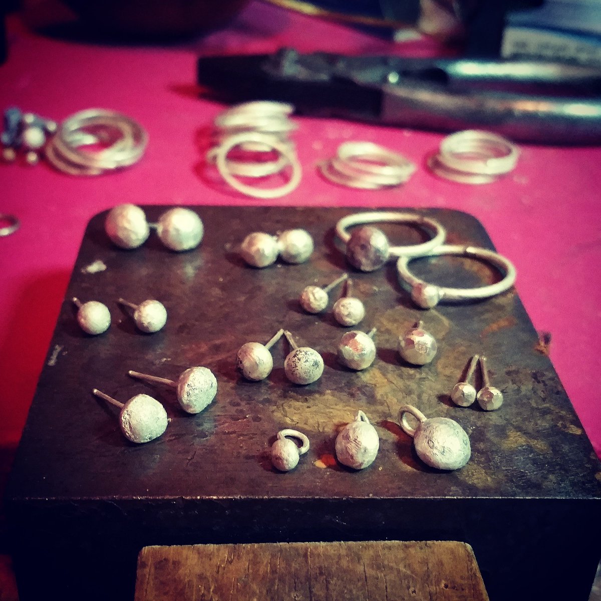 Out of the acid bath and ready for finishing! #Organic #sterling #silver #nuggets for ears, necks and fingers, getting ready for #artworkstrail #tunbridgewells #stacking #rings #earrings #necklace #pendant #wip #unfinished #solid #handmade #jewellery #silversmith #CooCooJewellery