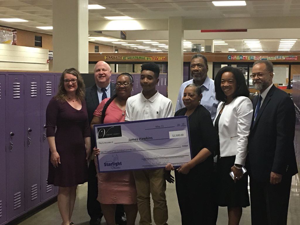 6th Grader James Hawkins is one of four recipients of the $2,500 Vincent Legacy Scholarship, administered by the Starlight Education Department. Congratulations James! EMS is proud of you!