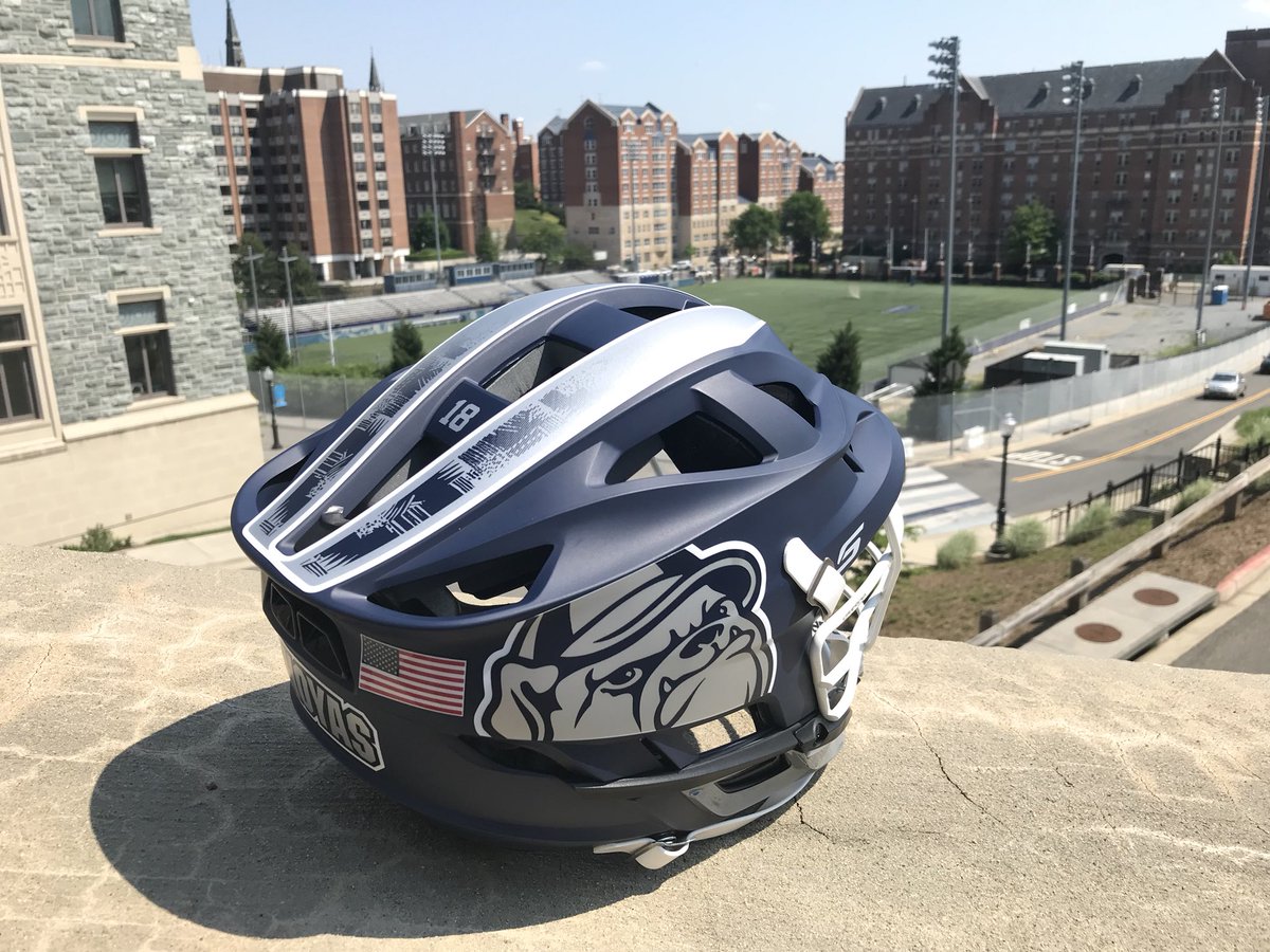 GeorgetownHoyas's tweet photo. A look at the amazing new lids courtesy of @CascadeLacrosse for @HoyasMLacrosse for their @NCAALAX Tournament game on Sunday! #BoldCustom #HoyaSaxa https://t.co/nAeQIK2szG