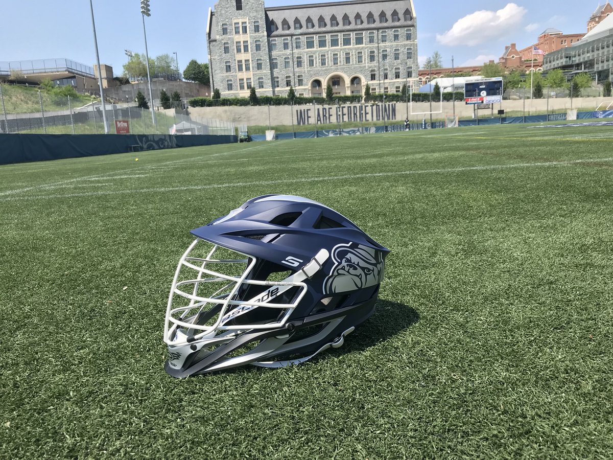 GeorgetownHoyas's tweet photo. A look at the amazing new lids courtesy of @CascadeLacrosse for @HoyasMLacrosse for their @NCAALAX Tournament game on Sunday! #BoldCustom #HoyaSaxa https://t.co/nAeQIK2szG