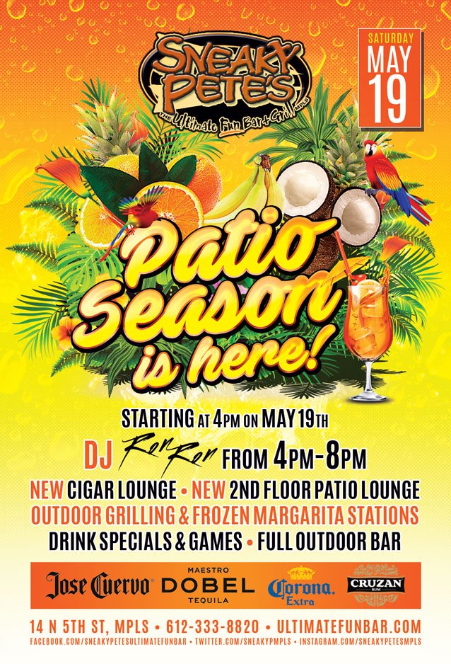 SNEAKYPMPLS's tweet photo. We're kicking off Patio Season with Fun in the Sun on May 19th! https://t.co/4pQZ5JEOS8