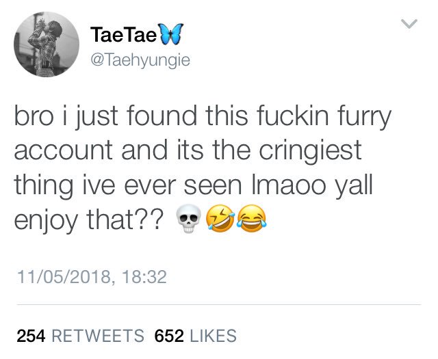 TAEKOOK AU Jungkook is a furry obsessed with roleplaying. Taehyung has a crush on him. Taehyung found Jungkooks furry account but doesn’t know its him. But he is NOT into the idea of furries... at all.. it creeps him out. (im so sorry) #BTSAu