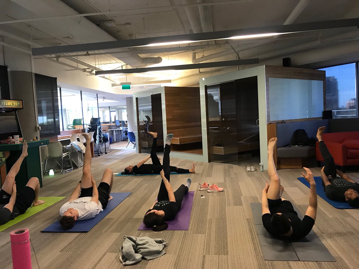 TradeRevTweets's tweet photo. There’s nothing down about our dogs. This morning the TradeRev fam got in a yoga sesh before work! #namaste #YogaGoals #TradeRevLife #FridayFeeling #🧘‍♂️ https://t.co/oM2I2jryHy