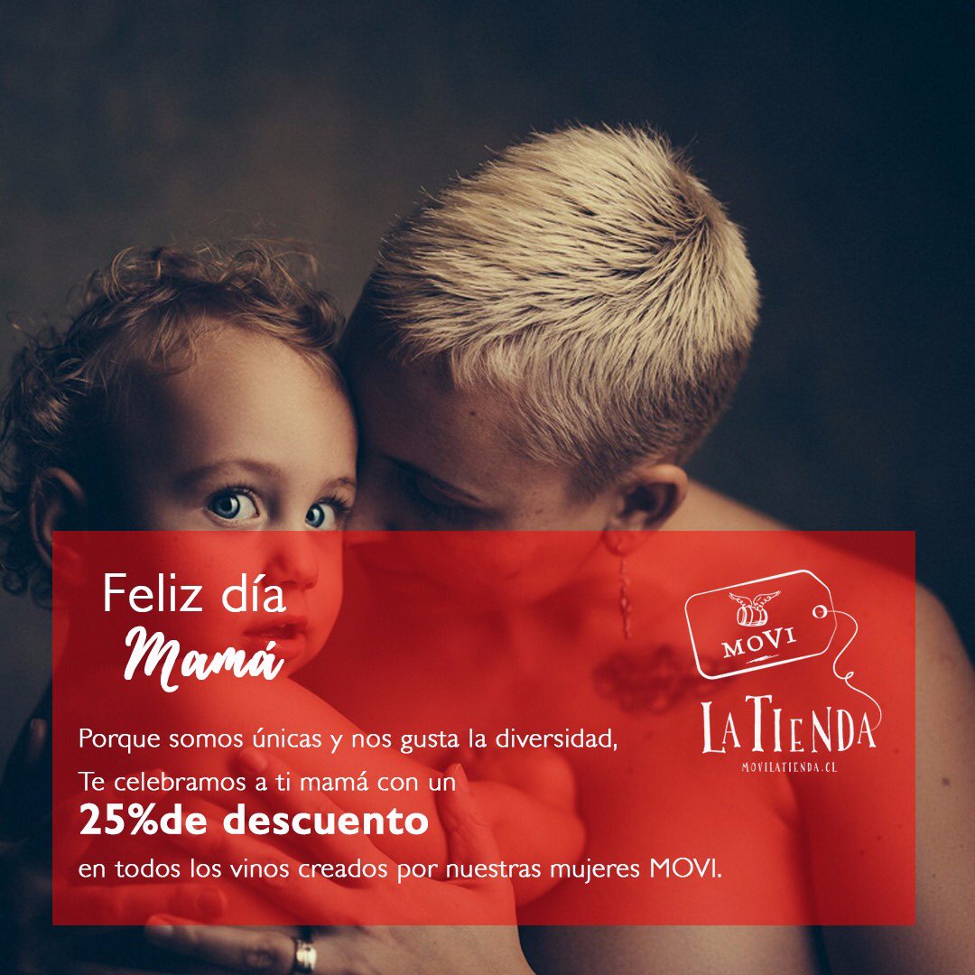 Porque amamos a las madres que trabajan con pasión elaborando vinos a escala humana tenemos 25% de descuento en los vinos hechos por mujeres y madres
<a href="/Gillmorewines/">Viña Gillmore</a> 
#LagardeCodegua
<a href="/Rukumilla/">Rukumilla</a> 
<a href="/ocwines_cl/">OCWines</a> 
<a href="/mujerandinawine/">Mujer Andina Wines</a> 
<a href="/Tringario/">Tringario Wines</a>
<a href="/garagewineco/">Derek Mossman Knapp 🐉</a> 
#Meli
Hasta el 18 de mayo🍷