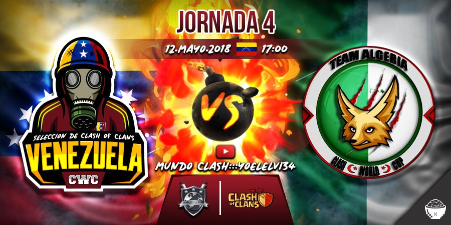 Preparados para una buena war?  Pues el Team listo para enfrentarse en <a href="/ClashWorldCup/">Clash World Cup</a>  vs Argelia! 
No se lo pueden perder por el canal de <a href="/yoelelvi34/">The_yv34</a> así que pendientes que se viene lo bueno!  🇻🇪😎👊