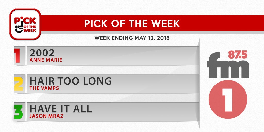 republika875's tweet photo. Here's our Pick of the Week! Say hello to @AnneMarie @TheVampsband @jason_mraz
#annemarie #thevamps #jasonmraz #fm1ph #weeklytop30 https://t.co/mjsRP3egiI