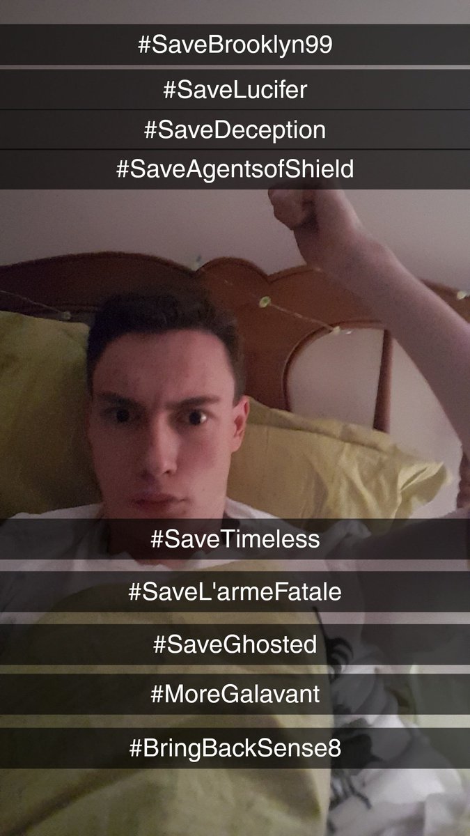 mathieu_rcn's tweet photo. #Savethemall #SaveB99 #savelucifer #SaveDeception #SaveAoS #SaveTimeless #SaveGhosted #SaveLethalWeapon #BringbackSense8 #MoreGalavant #VeronicaMars https://t.co/bg2vYAdEP7