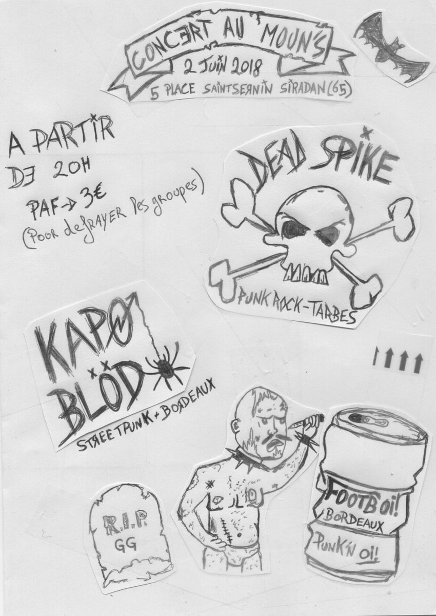 KapoBlod's tweet photo. Next Show with @_FootbOi_ and #DeadSpike from #Tarbes #concert #mounsbar #siradan #FBC #FootBlödCrew #punkrock #StreetPunk #BlödKrew #PunkRockArmy #punksandskins #United #allcopsarebastards #WayOfLife https://t.co/qZukLmiVGz