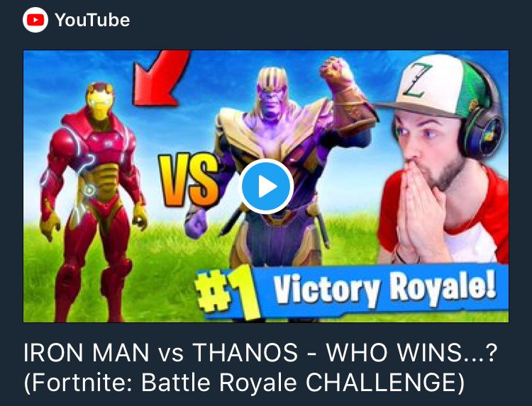 Ali A On Twitter Iron Man Vs Thanos Who Wins Fortnite - 2 replies 1 retweet 61 likes