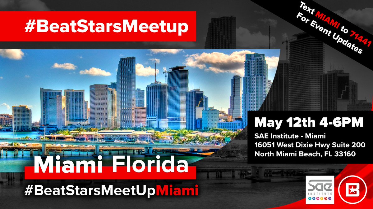 BeatStars's tweet photo. #BeatStarsMeetUpMiami is going down tomorrow at @SAEMiami! We hope to see everyone there, come ready to network 💯

Shout-out our #Miami ambassador, @ShelloBeatz 💪🏽

Info 👉🏽 https://t.co/PDWrQDeTKb https://t.co/4N4TwQhRkd