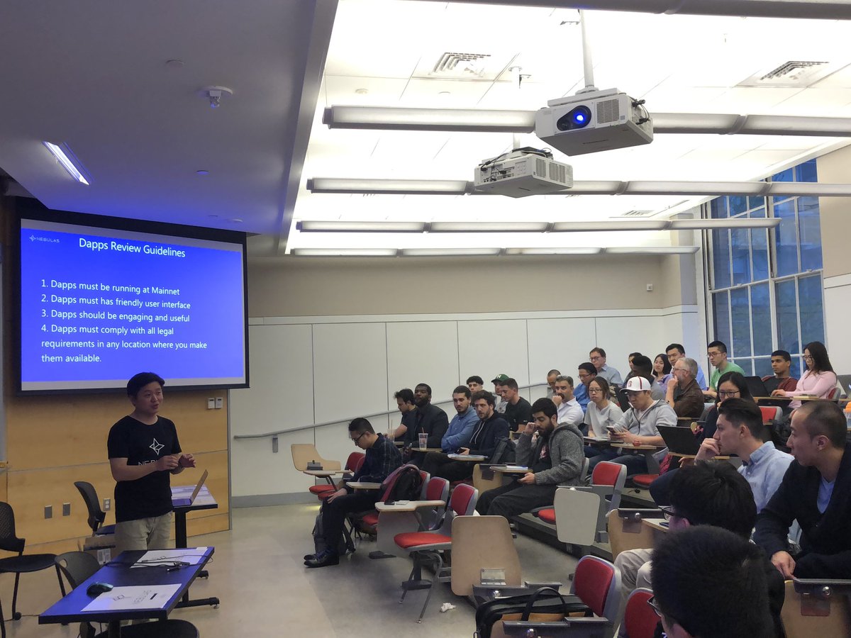 NasAmbBoston's tweet photo. 1st Nebulas MIT Workshop! A full House! What a great turn out w smart questions and great answers from CTO @r0binzh0ng Team could not leave 35 minutes after meeting ended as more people choose to stay and ask more questions! Thank you everyone! #GoNebulas  #Nebulas https://t.co/Mqi3Y97P4o