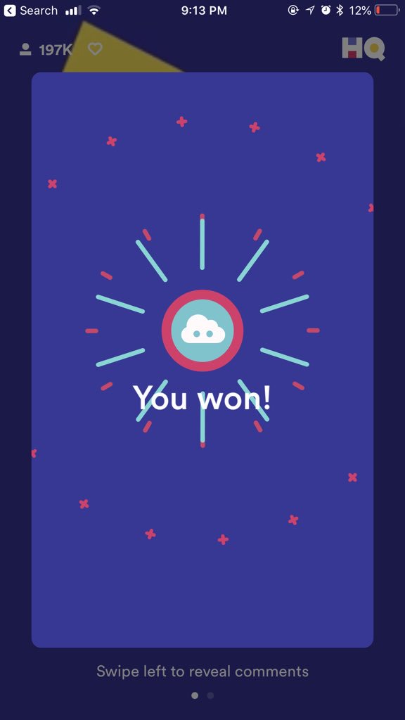 jbenton's tweet photo. Winner winner chicken dinner @hqtrivia #winnumber4 https://t.co/hHkPikI4N3