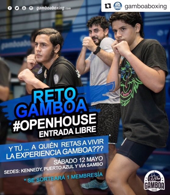 steviegamboa's tweet photo. Termina la semana y merece una buena noticia! Mañana abrimos con clases GRATIS en nuestros locales @gamboaboxing #kennedynorte #ptoazul #viasambo para hombres, mujeres, clientes o no, sin límite de invitados, ni edad, lleva a tu novio, esposa, hijo, suegra, compañero a quien sea! https://t.co/LDIhvShx3k