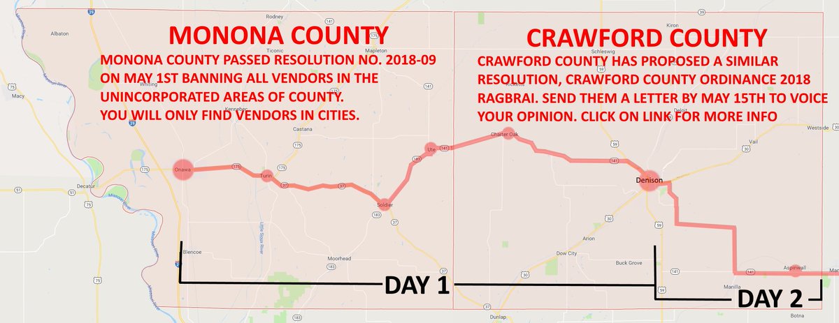 Do you like the trend of banning vendors along the <a href="/RAGBRAI_IOWA/">RAGBRAI</a> route and keeping them in the cities only?  If not, you should speak up now.  Follow link for more info. #MononaCounty #CrawfordCounty #Day1 #RoughWayToStart #SpotToRelax #SpreadTheCrowdOut iowacraftbeertent.com/ragbraivendor.…