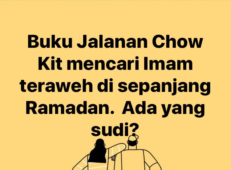 BukuJalananCK's tweet photo. Ramadhon tiba! Ramadhon tiba! Ramadhon tiba! 

Kami mencari imam terawih sepanjang Ramadhan. Sebarkan! https://t.co/3Em2hkdv3k