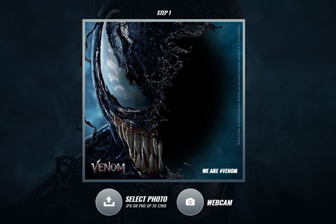 ゆとぴ マーベル Dc垢 映画 ヴェノム の公式サイトで トム ハーディとヴェノムの顔が半分になったポスターを 好きな画像に変える遊びができるぞ 自分の顔を合成して ヴェノム化しよう T Co Mzdd9trwph