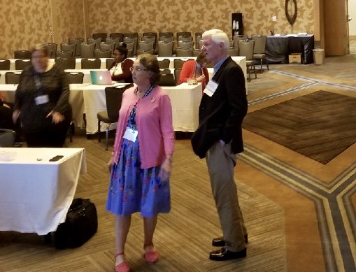 lanwt's tweet photo. Linda Good (Lone Star Legal Aid) and Bill Marple (LANWT) review the set up for their presentation on the Statewide Collaborative Pro Bono Bankruptcy Project. Pablo Almaguer (TRLA) joined them for the presentation and relaxed with them afterward at the Equal Justice Conference. https://t.co/6W9ji38hnc