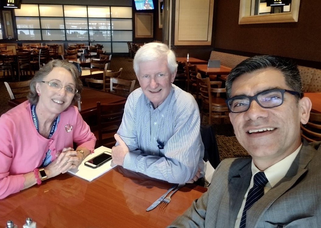 lanwt's tweet photo. Linda Good (Lone Star Legal Aid) and Bill Marple (LANWT) review the set up for their presentation on the Statewide Collaborative Pro Bono Bankruptcy Project. Pablo Almaguer (TRLA) joined them for the presentation and relaxed with them afterward at the Equal Justice Conference. https://t.co/6W9ji38hnc