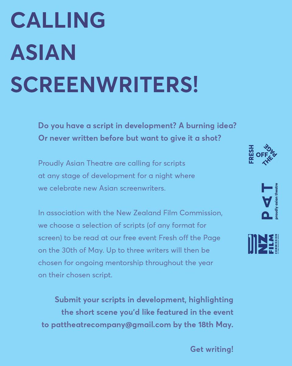 A week to go for submissions of screenplays in development from Asian writers! Send em thru - the good, bad and unfinished :)