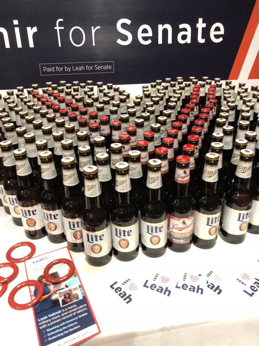 LeahVukmir's tweet photo. Incredible crowd for Leah’s hospitality suite tonight at #RPW2016! Tons of fun with beer pong and ring toss raising money for @SSHonorFlight! 🇺🇸 #wisen https://t.co/wvf4eDChRt