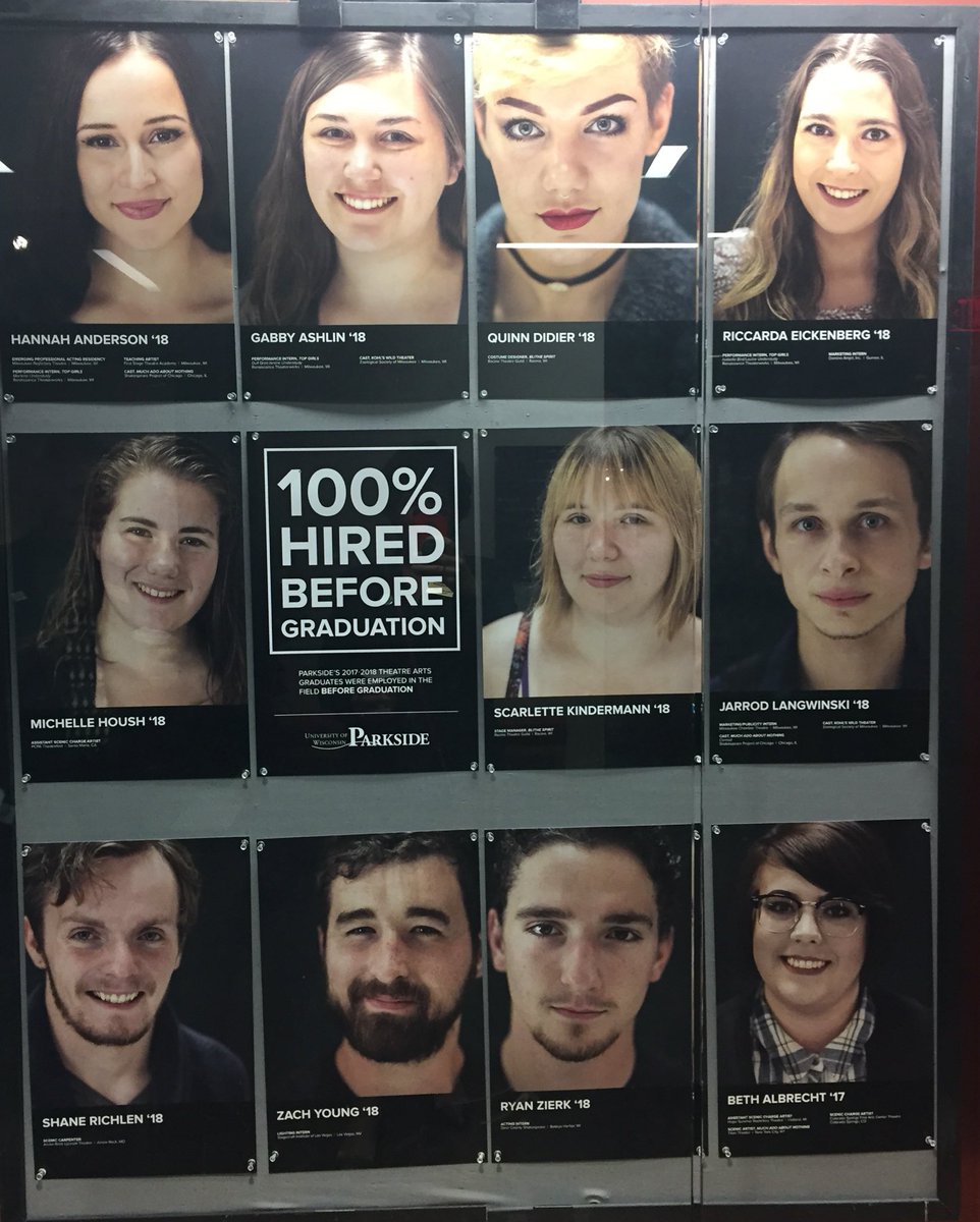 ChancellorFord's tweet photo. 100% @uwparkside @TheatreUWP graduates hired before Commencement. Congratulations to these #realamazing students. —new @UWPAlumni 🎓 https://t.co/Buw8wPYP1s