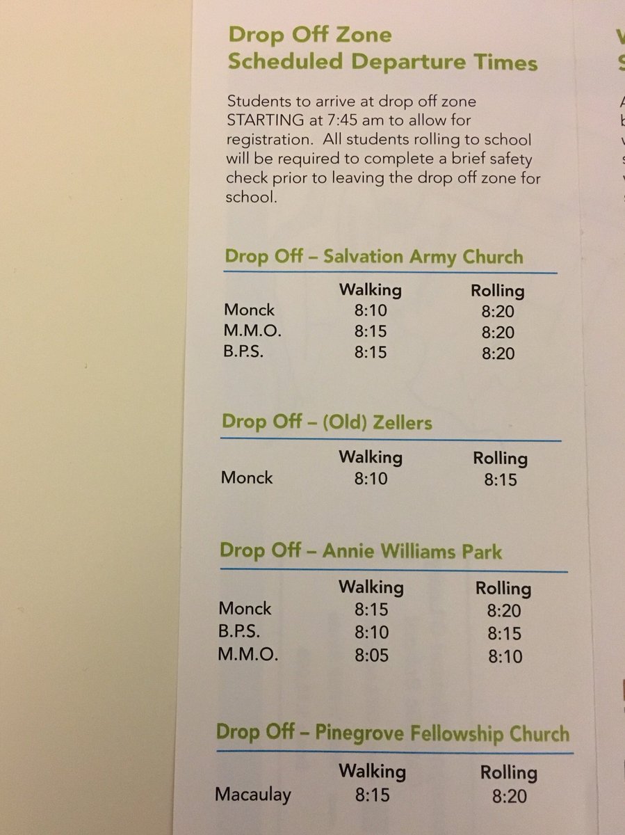 walknrollbb's tweet photo. Here are the drop off zones and times for Walk and Roll next week. https://t.co/BLS9LeHv60
