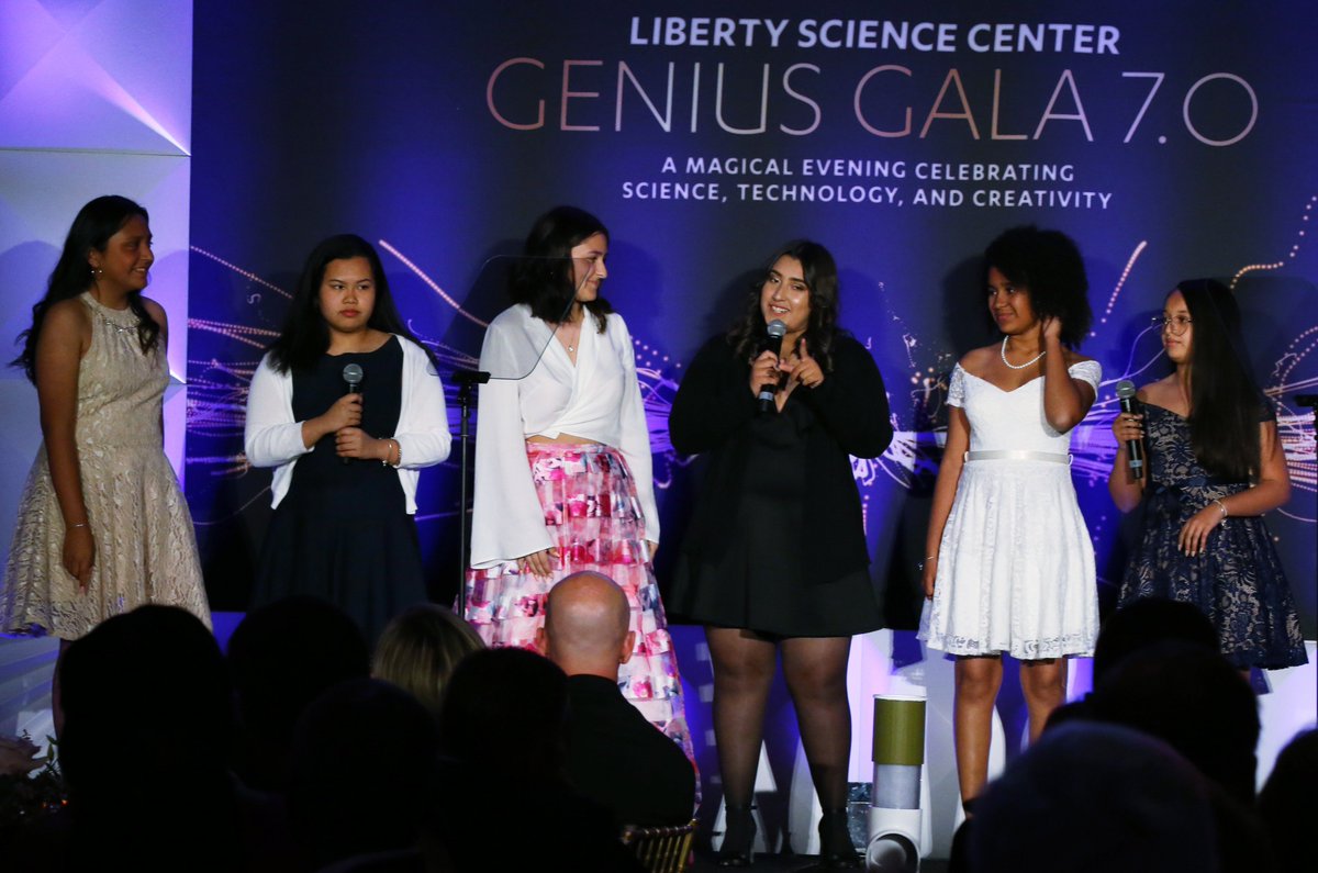 LibertySciCtr's tweet photo. Congrats to the members of @plasticelastic3! These eighth grade girls from PS 28 in Jersey City won the Lexus Eco Challenge for their project on developing environmentally friendly microfiber filter for washing machines. We’re celebrating them tonight at the #GeniusGala! https://t.co/Q7xrqDBFLK