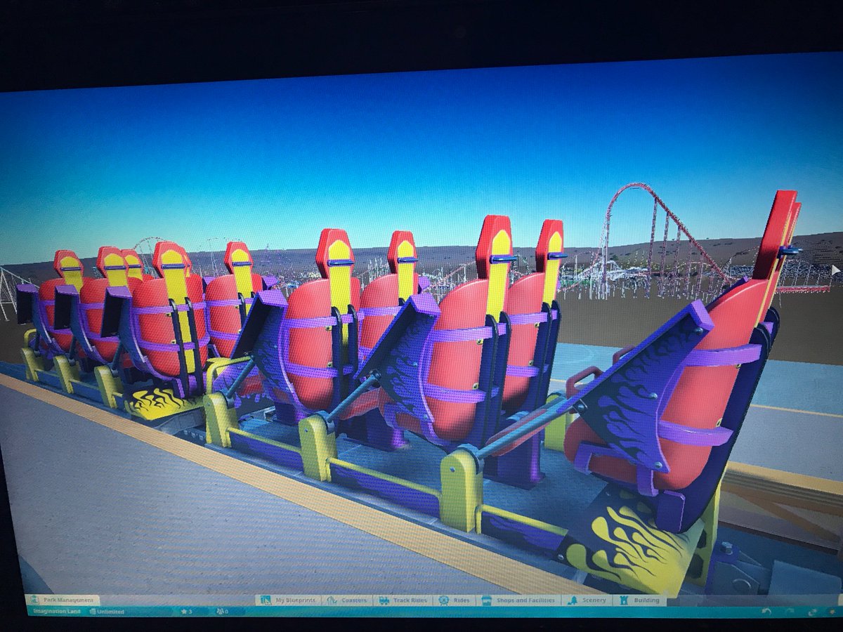 SV_Fan_325's tweet image. Next up is the 2nd to last coaster at #ImaginationLand, it’s a @premierrides multi-launched coaster named #CosmicFusion! I wanted to give this one the wackiest color scheme I could come up with! This will be a fun one!