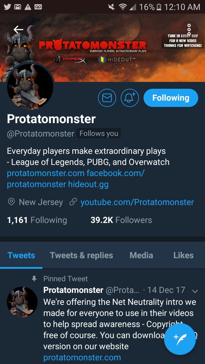 SecretWeaponHD's tweet photo. I come back to this Twitter to re-open it and start new on this account and one of my favorite YouTuber @Protatomonster is still following me!!! This man is awesome! Thank you dude, means a lot! https://t.co/OyufKRL6l6