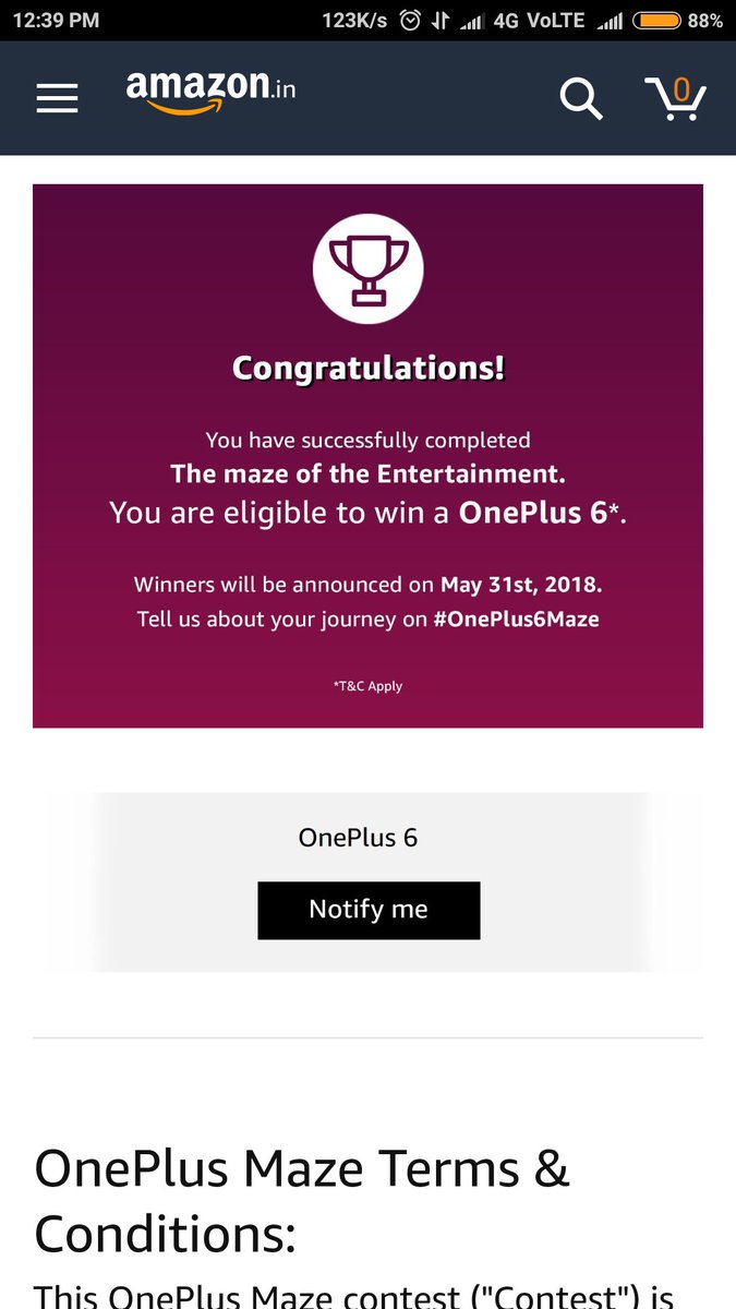 namanjain1116's tweet image. #OnePlus6Maze
#Amazon
#OnePlusIN