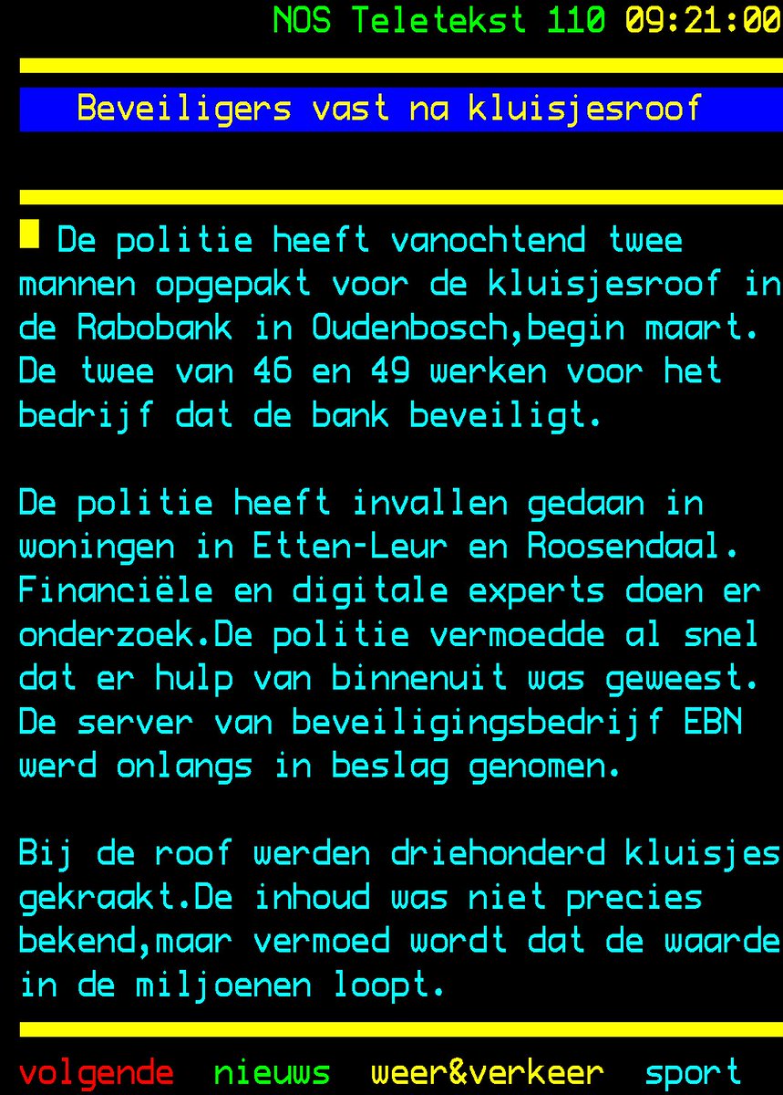 GerlofLeistra's tweet photo. Kluisjesroof Oudenbosch was vermoedelijk werk eigen beveiligers https://t.co/HpksPX3M5v https://t.co/kcLayLd9dN