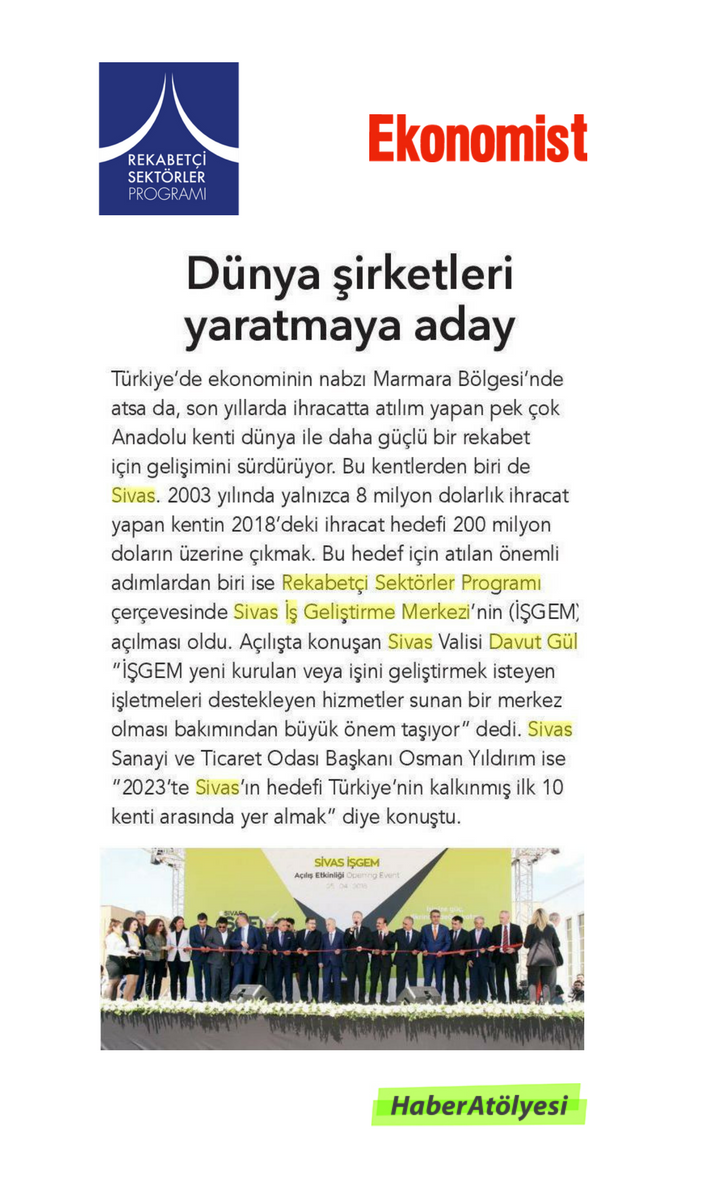 HbrAtlys's tweet photo. Medya iletişim hizmeti verdiğimiz 'Rekabetçi Sektörler Programı' Ekonomist dergisinde @EkonomistDergi https://t.co/ec1nwDtjmH #Turkey #türkiye #sivas #isgem https://t.co/wmoufzEaKk