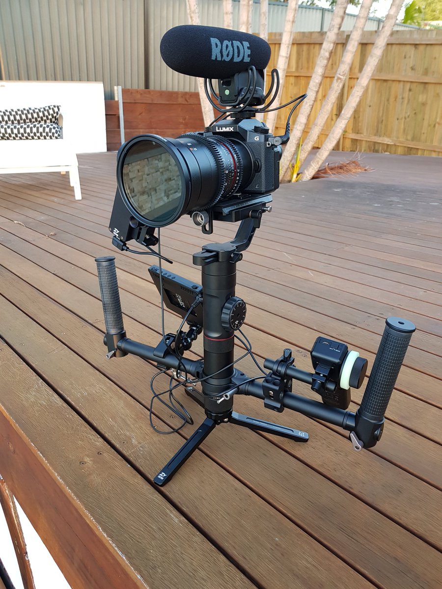 BySpencerB's tweet photo. New rig is near completion 😍 #rokinon #cinema #zhiyun #crane2 #rode #lumix https://t.co/3EtwY38HwO