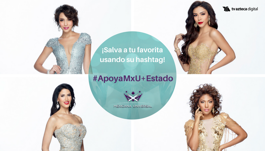 MexicanaUTV's tweet image. ¡Salva a tu favorita usando el HT que corresponda! Recuerda que tienes solo 24 horas. ¡A VOTAR!

#MexicanaUniversal