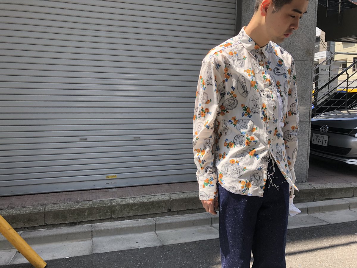 midorikawa エンジェル柄シャツ 柄シャツ 天使 エンジェル柄[品番
