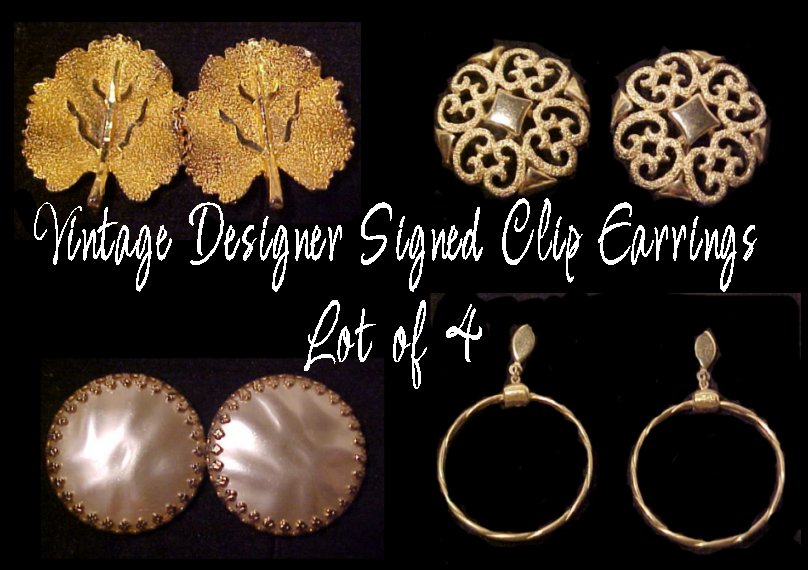 GinaAlfani's tweet photo. Lot of 4 #Vintage Designer Signed Clip and Pierced Earrings * Lot41 #vogueteam #jewelry https://t.co/WjFXBqHME4 https://t.co/w0D5klGDbF