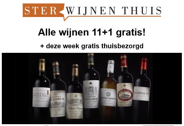 Sterwijnenthuis's tweet photo. Deze week alle wijnen 11+1 gratis en freeshipping!
https://t.co/riCLr7NkO8 Online, maak nu account aan op https://t.co/D36T2Blzz0 #Bordeaux #bourgogne #Provence #brunello #amarone #lenotti @GoudenTonVught https://t.co/vfIYeSQBWL