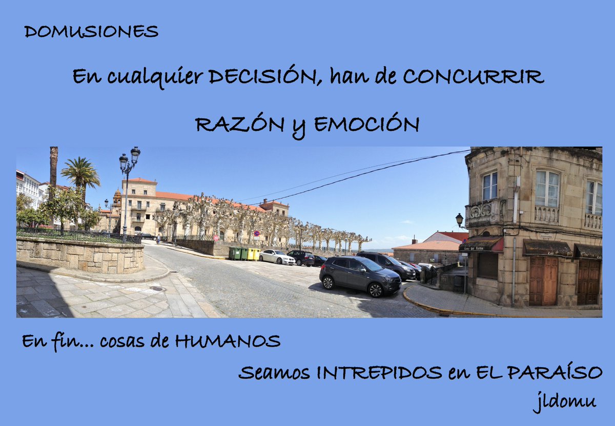 JLDOMU's tweet photo. #DOMUSIONES #MITRIBU
En toda #DECISIÓN han de #CONCURRIR: #RAZÓN y #EMOCIÓN
En fin... cosas de #HUMANOS
Seamos #INTREPIDOS en #ELPARAÍSO https://t.co/dWg5G6Fb6p
