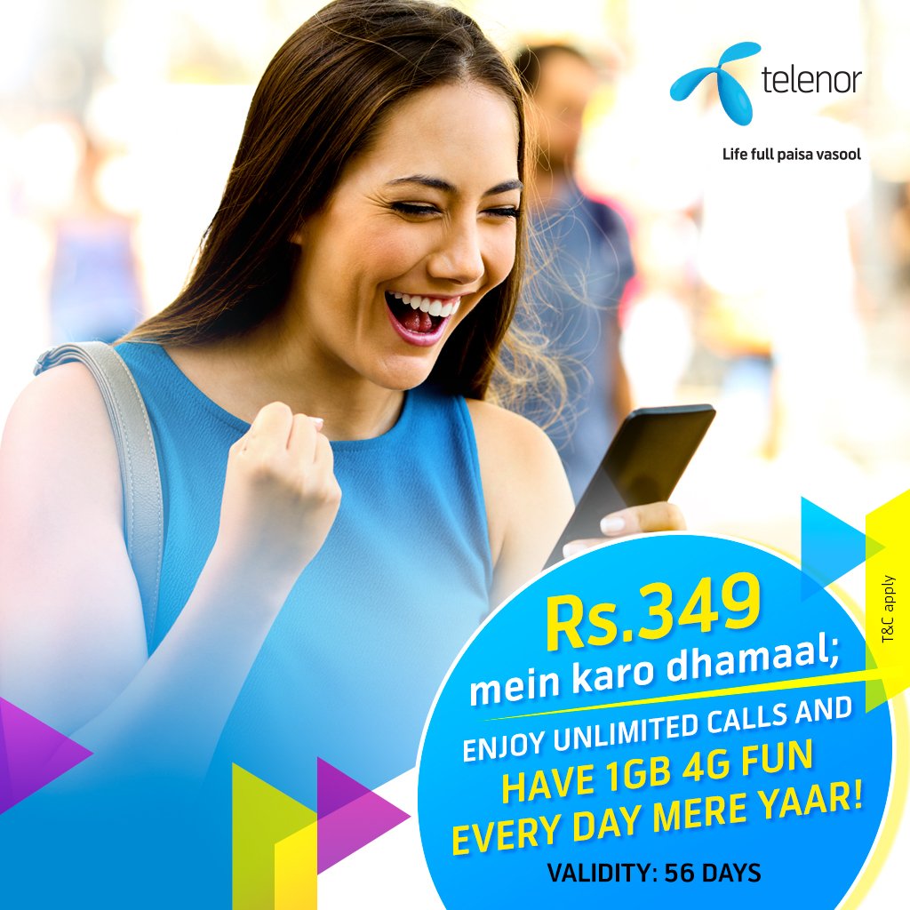 Here’s a special offer from you! Get unlimited calls &amp; 1GB #4G data per day in just Rs.349. Recharge Now: telenor.in/unlimited-offe…