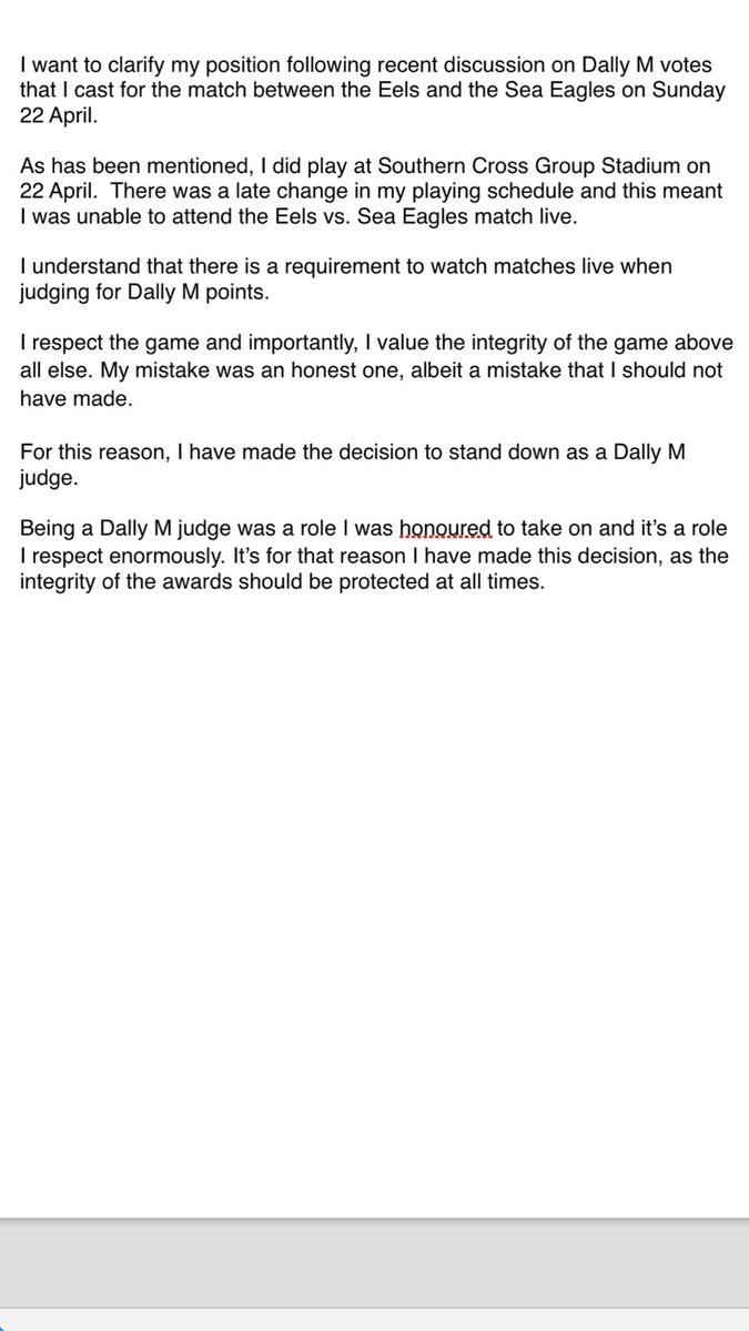 My role as a Dally M Judge