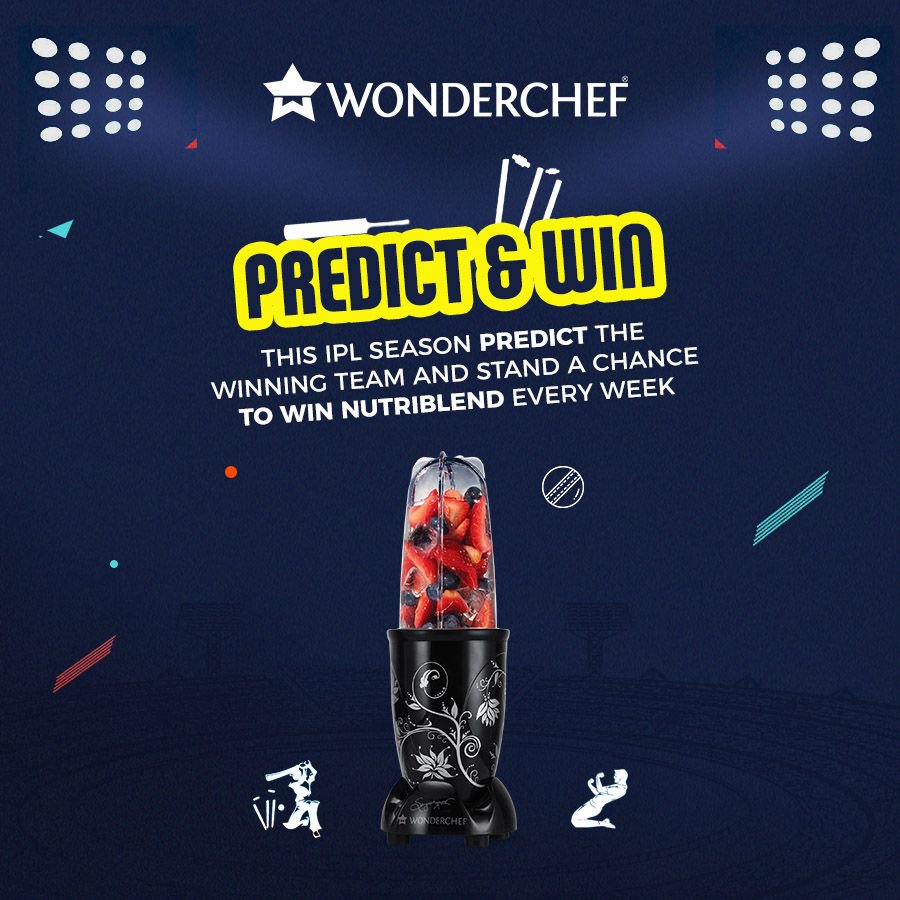 wonderchef's tweet image. The IPL contest is COMING SOON! Stay tuned. Participate and get a chance to win Wonderchef Nutri-Blend. Visit Wonderchef&apos;s Facebook Page at buff.ly/2HGfOTo #cricketcontest  #sanjeevkapoor #predict2win #IPL