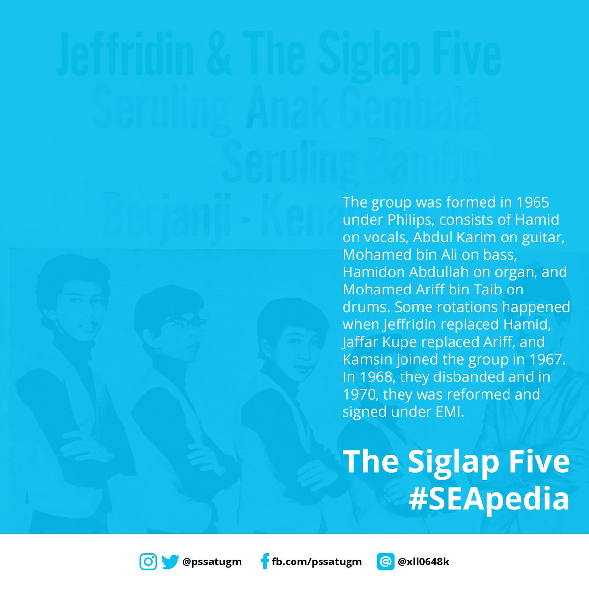 pssatugm's tweet photo. At that time, the "pop yeh-yeh" rhythm, a popular genre in Malaysia, Singapore, Brunei, and in Sumatra during the 1960s, was created. The term "pop yeh-yeh" was taken from She Loves You (Yeh, Yeh, Yeh) by The Beatles. #SEApedia

Image source: https://t.co/rEmNOzHGmY https://t.co/6sfBOjw1o3