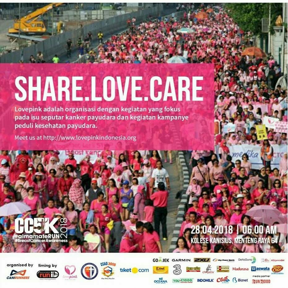 LovepinkID's tweet photo. Terima kasih untuk Canisius College Alumni Day #CCAD2018 #CC5K #almamaterun yang telah mendukung Lovepink untuk menggiatkan kampanye peduli kesehatan payudara, pentingnya deteksi dini dan deteksi klinis kanker payudara.

#lovepinkindonesia #breastcancerawareness https://t.co/k3QgqxUMUs