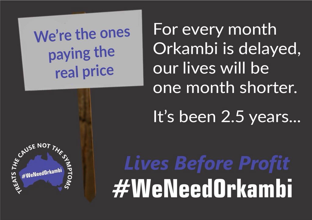 OrkambiAus's tweet photo. Our virtual placard for the #CFprotest! Please support the 1300 people still waiting for Orkambi with a RT #WeNeedOrkambi #LivesBeforeProfit https://t.co/1FchN2uNE6